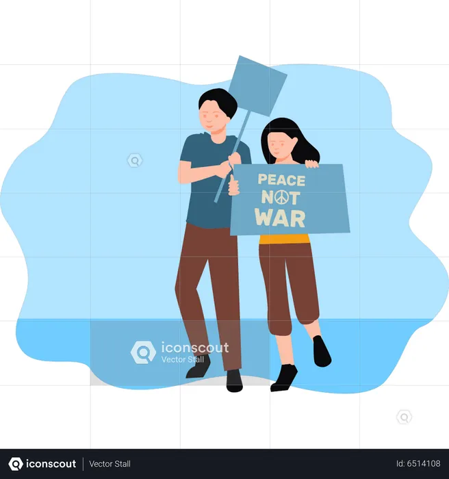 Boy and girl protesting for peace  Illustration
