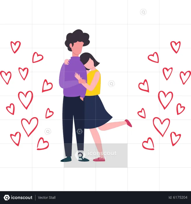 Boy and girl standing in romantic pose  Illustration