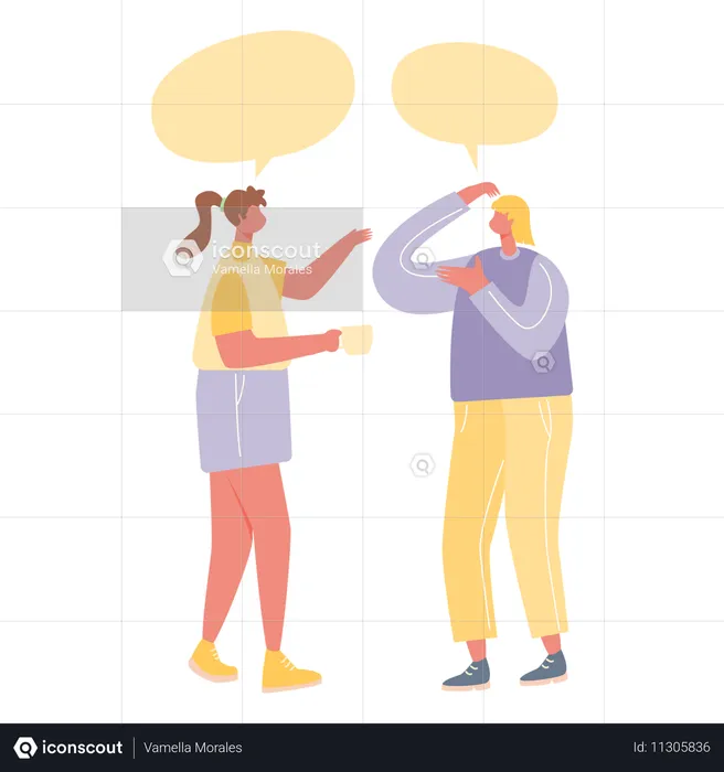 Boy and girl talking to each other  Illustration