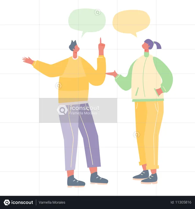 Boy and girl talking to each other  Illustration