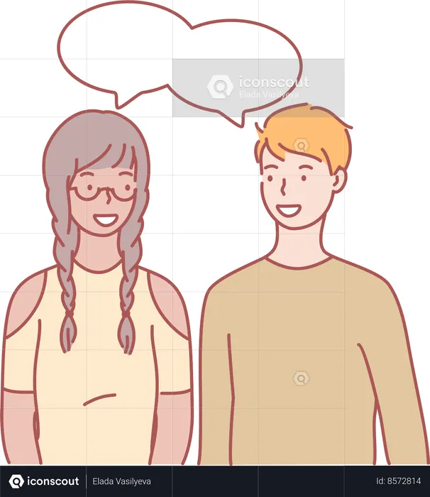 Boy and girl talking to eachother  Illustration