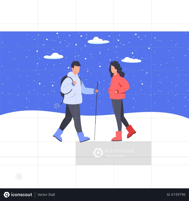 Boy and girl walking  Illustration