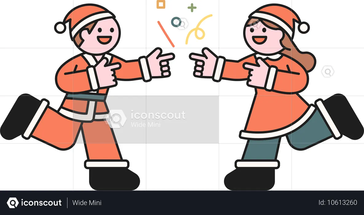 Boy and girl wearing santa costume  Illustration