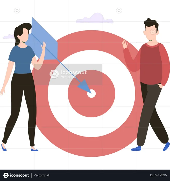 Boy and girl working on target  Illustration