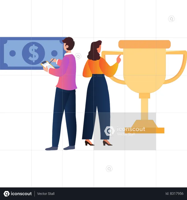 Boy and  girl  working towards their goal  Illustration