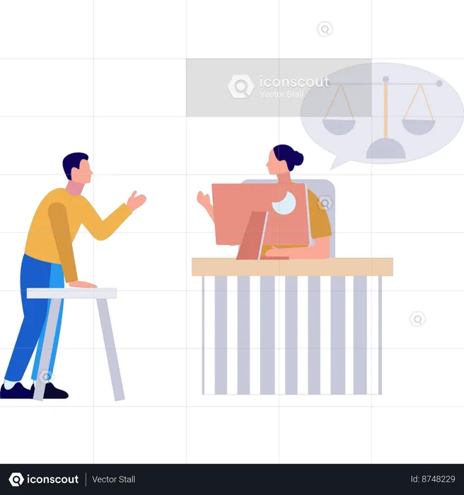 Boy and the girl are talking about business  Illustration