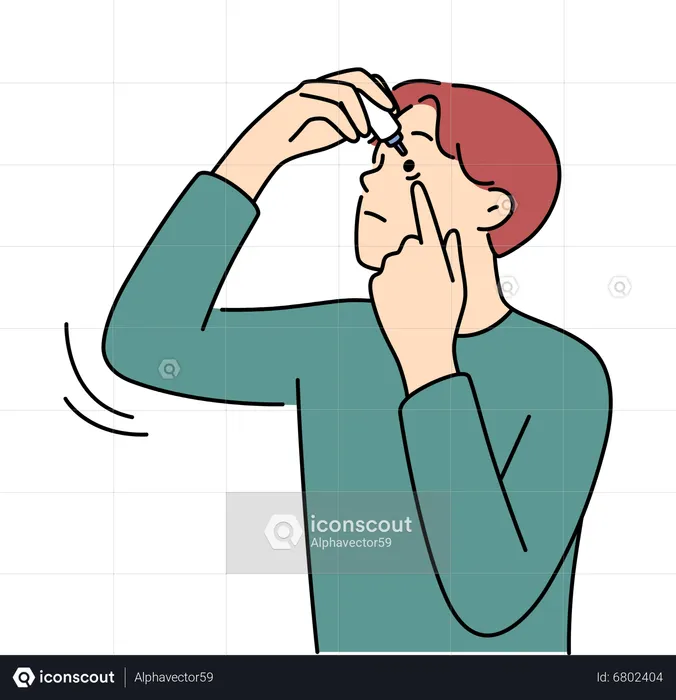 Boy applying eye drops  Illustration