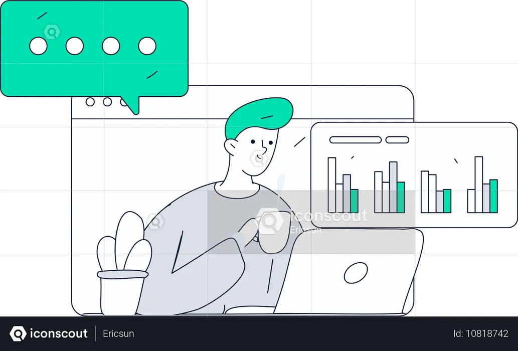 Boy attending online seminar  Illustration