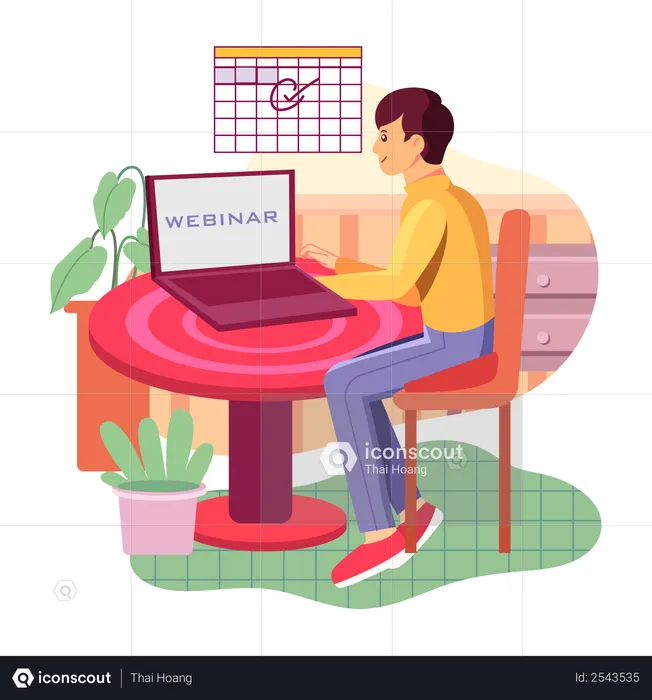 Boy attending webinar  Illustration