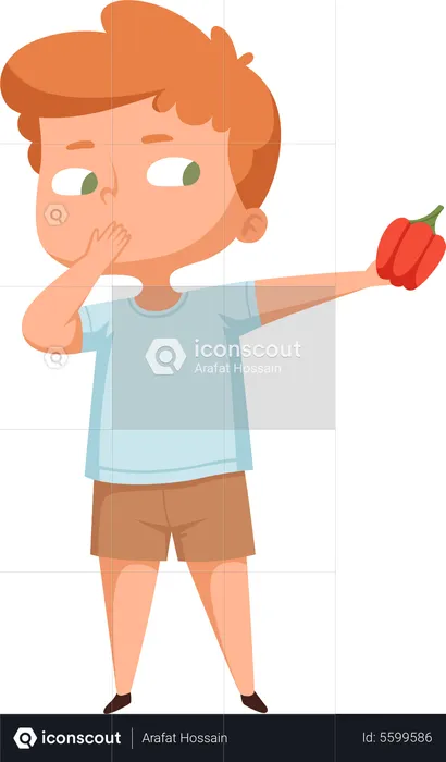 Boy avoiding vegetables  Illustration