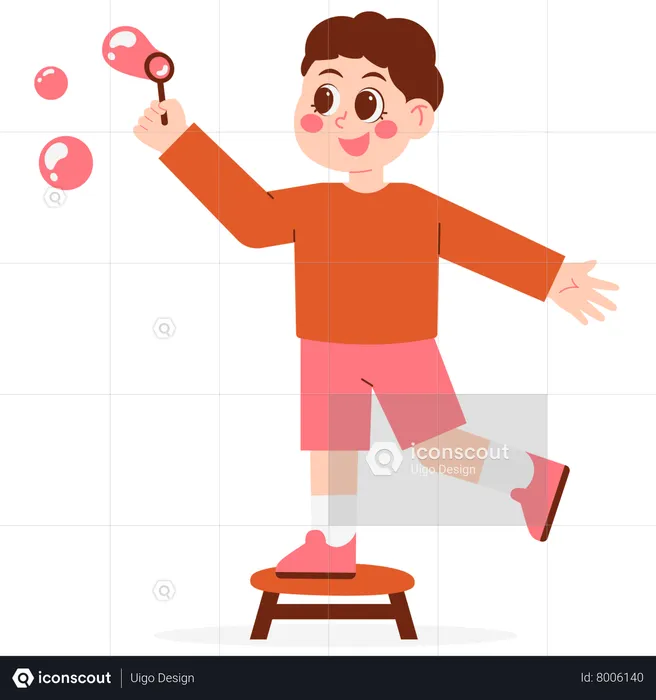 Boy Blowing Bubbles  Illustration