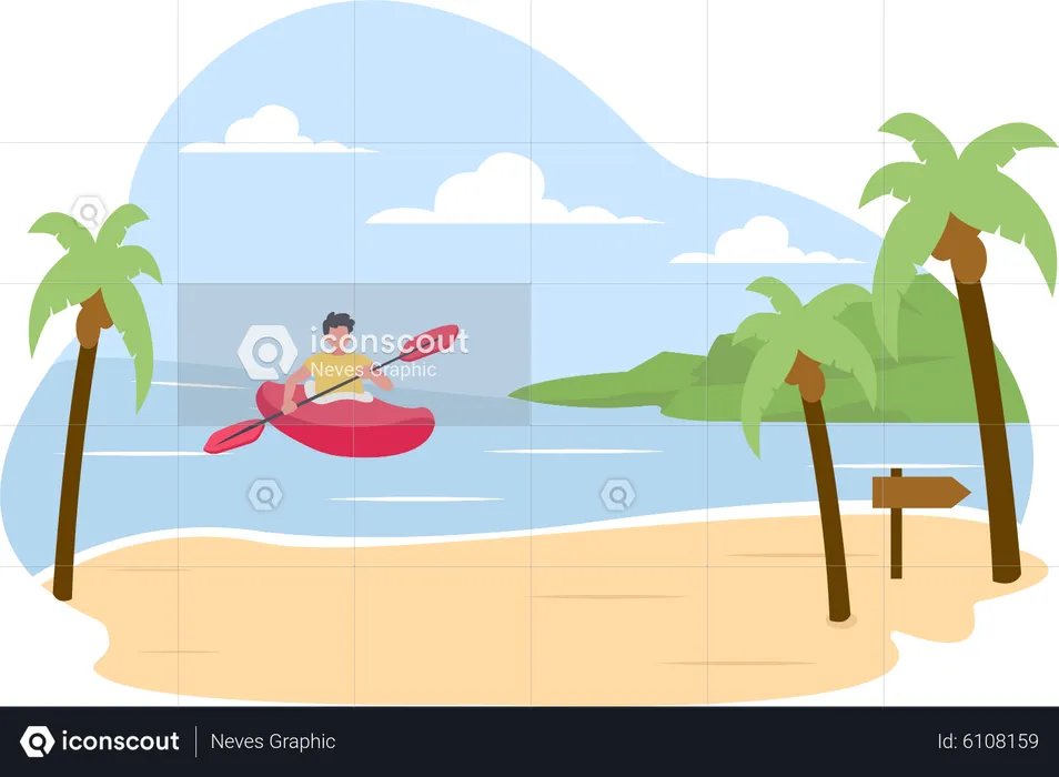 Boy boating  Illustration