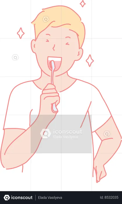 Boy brushing teeths  Illustration