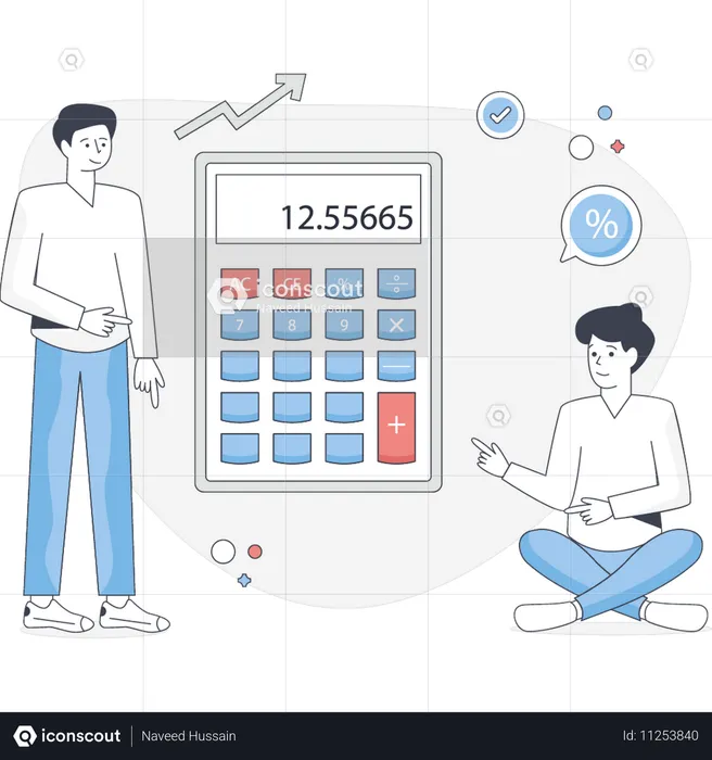 Boy calculating business profit  Illustration