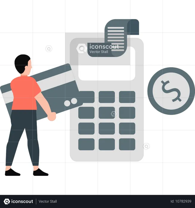 Boy calculating business profit  Illustration