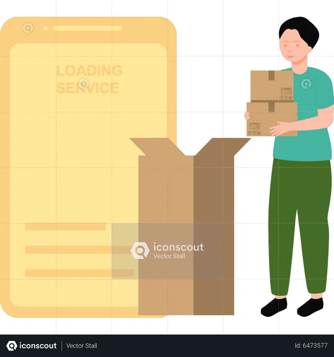 Boy calling loading service  Illustration