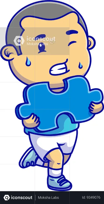 Boy Carrying Big Puzzle  Illustration