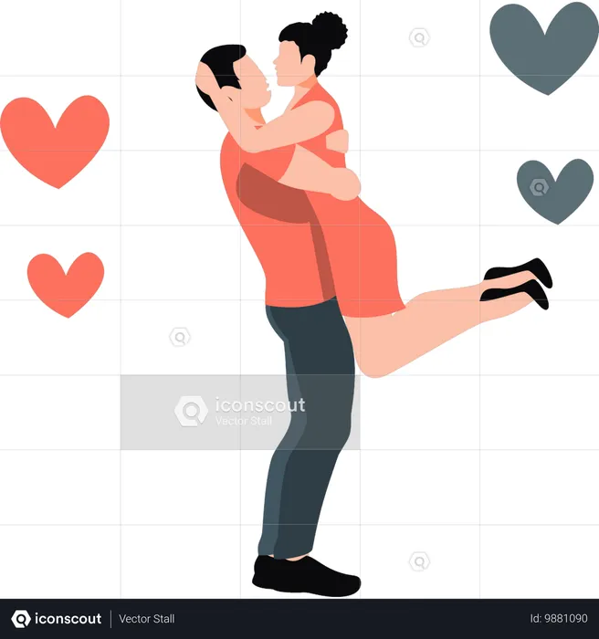 Boy carrying girl  Illustration