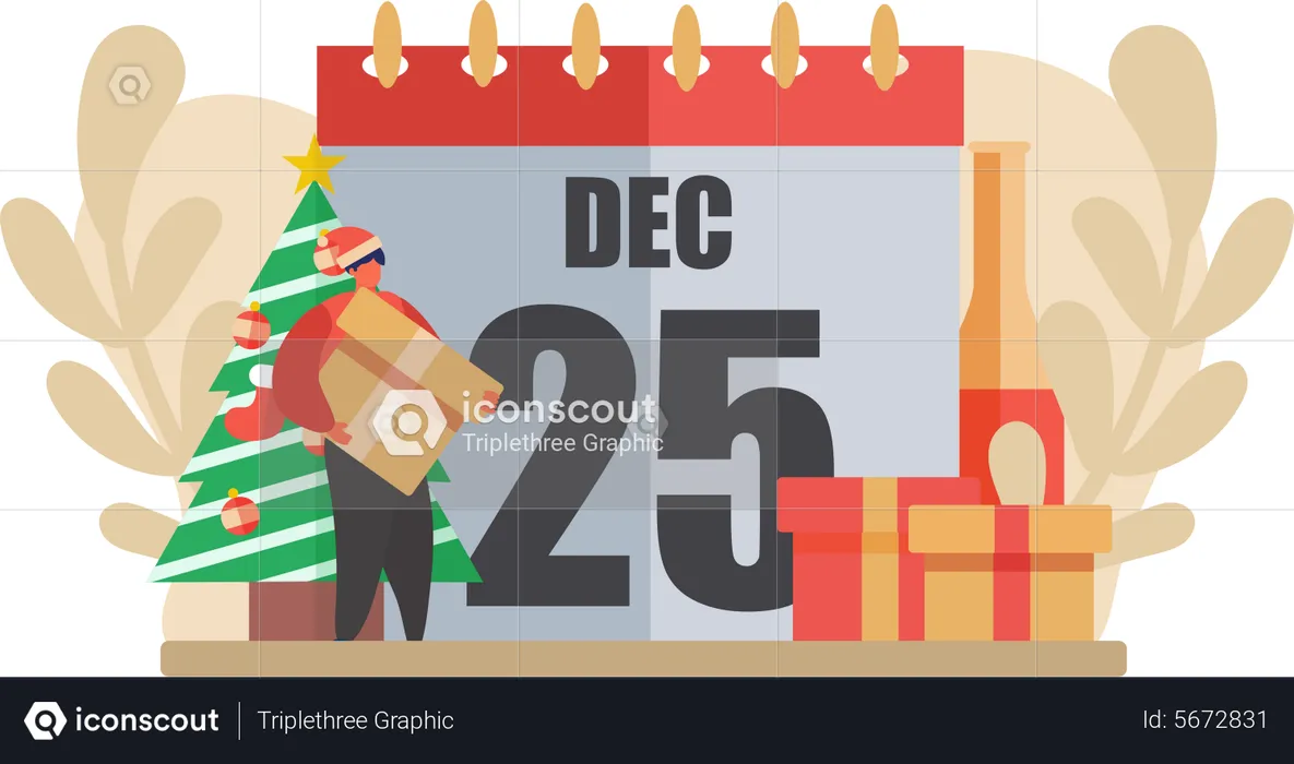 Boy celebrate 25 december  Illustration