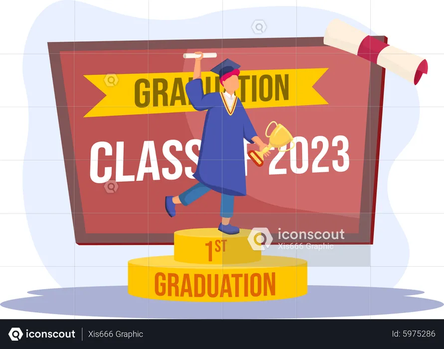 Boy celebrate graduation degree  Illustration