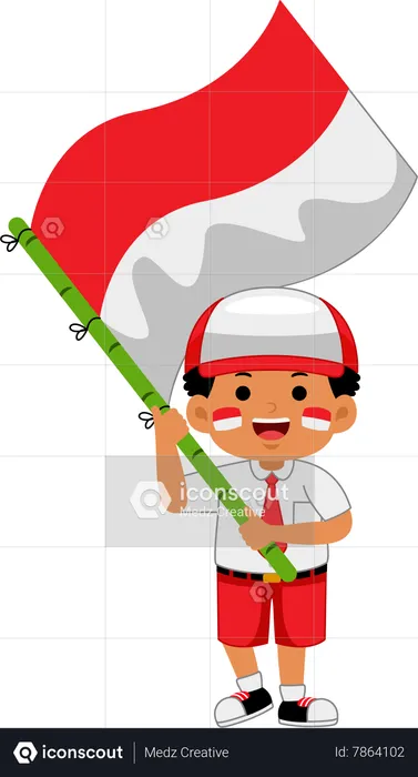 Boy celebrate Indonesia Independence Day  Illustration