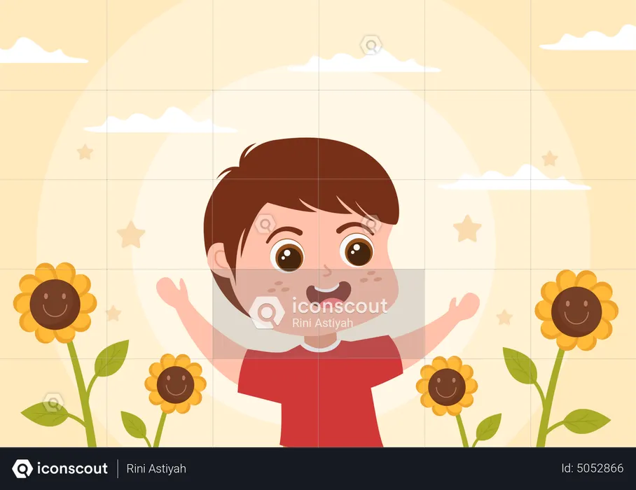 Boy celebrate world smile day  Illustration