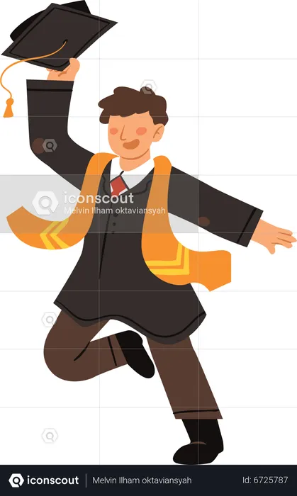 Boy celebrating bachelor graduation  Illustration