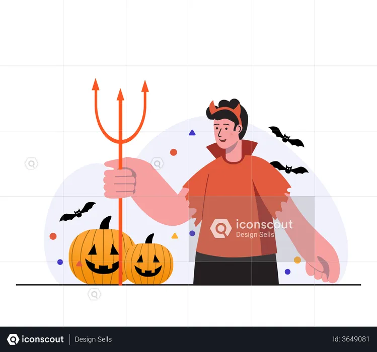 Boy celebrating halloween in devil costume  Illustration