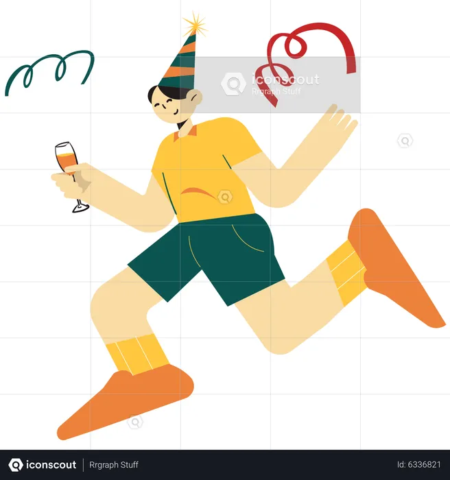 Boy Celebrating New Year  Illustration