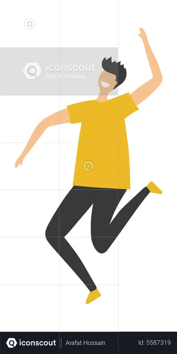 Boy celebrating while jumping  Illustration