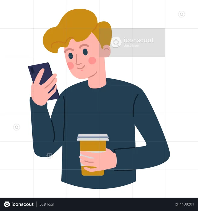 Boy chatting on phone  Illustration