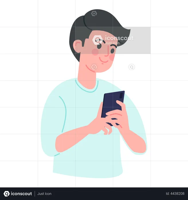 Boy chatting on social media  Illustration