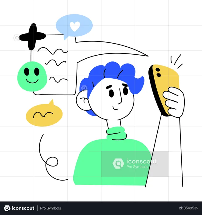 Boy chatting online  Illustration