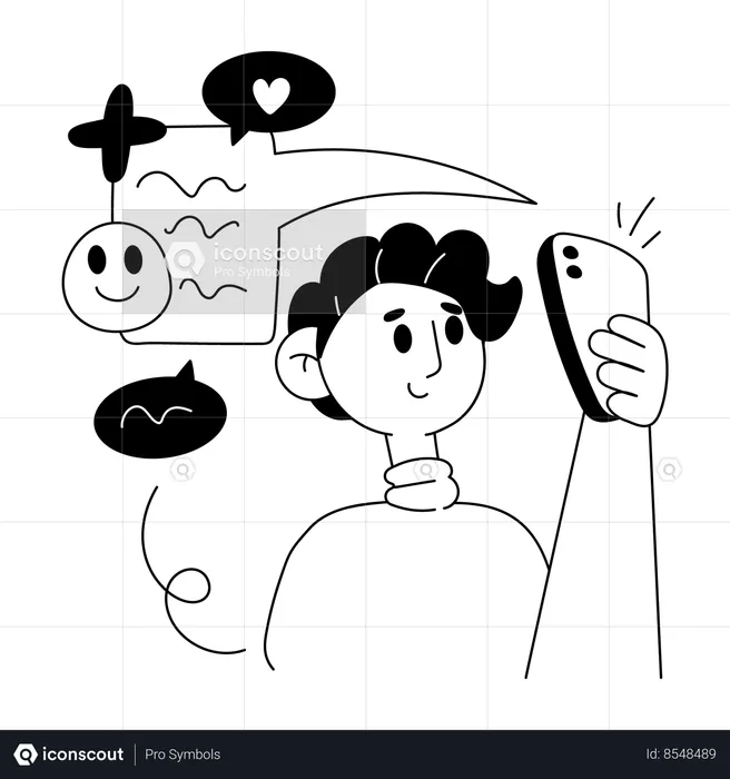 Boy chatting online  Illustration