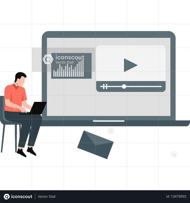 Boy checking digital marketing dashboard  Illustration