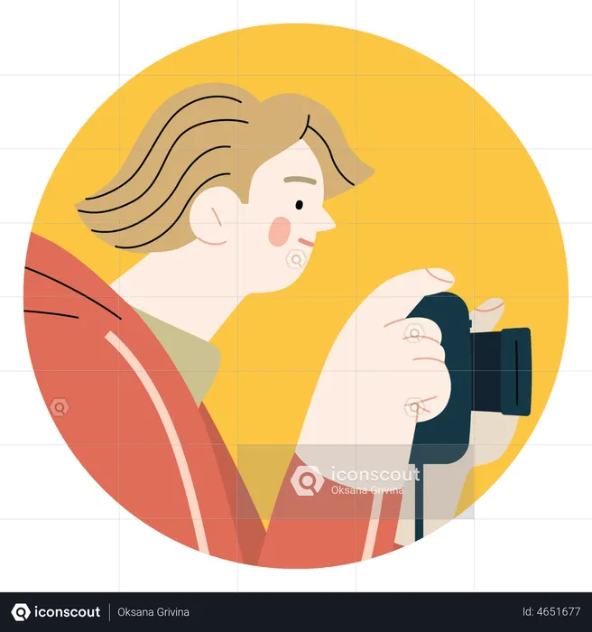 Boy clicking photo with camera  Illustration