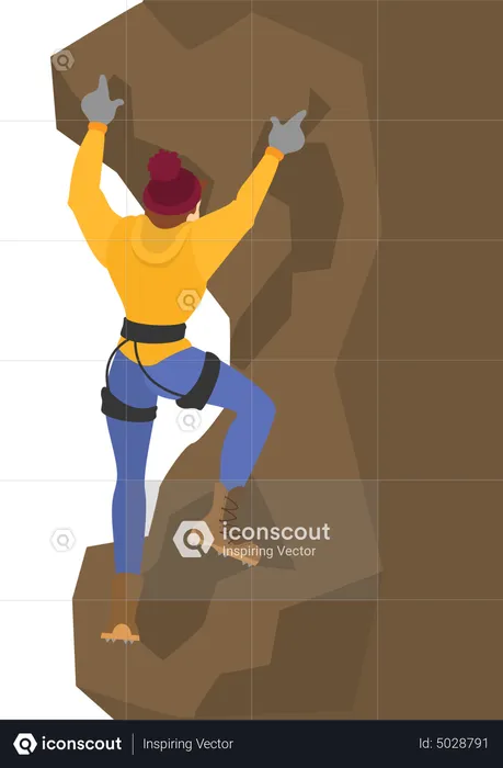 Boy climbing mountain  Illustration