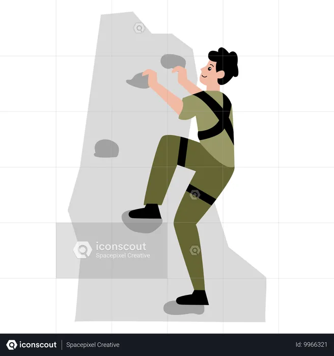 Boy Climbing wall scene  Illustration