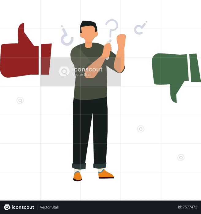 Boy confused about likes or dislikes  Illustration