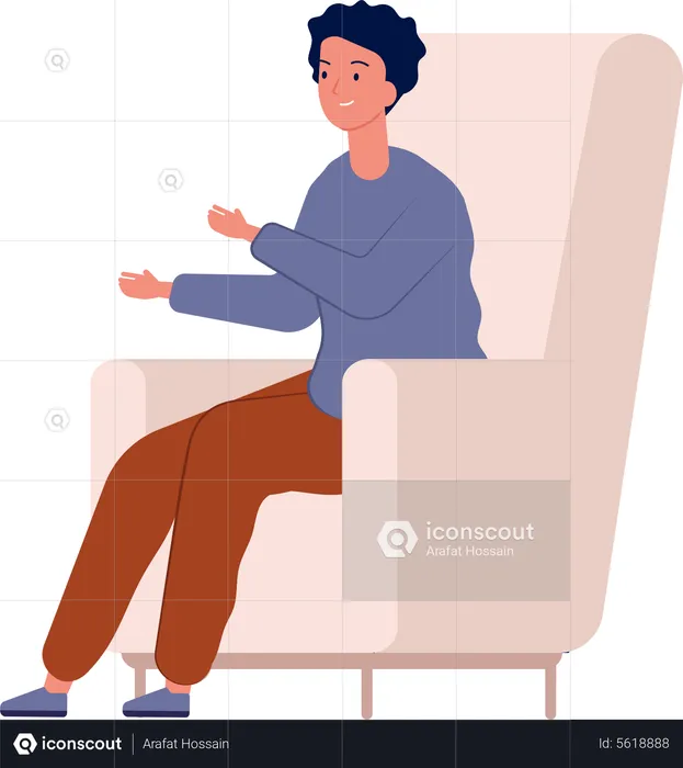 Boy consulting with psychiatry  Illustration
