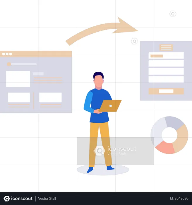 Boy convertit le fichier de page Web en compte utilisateur  Illustration