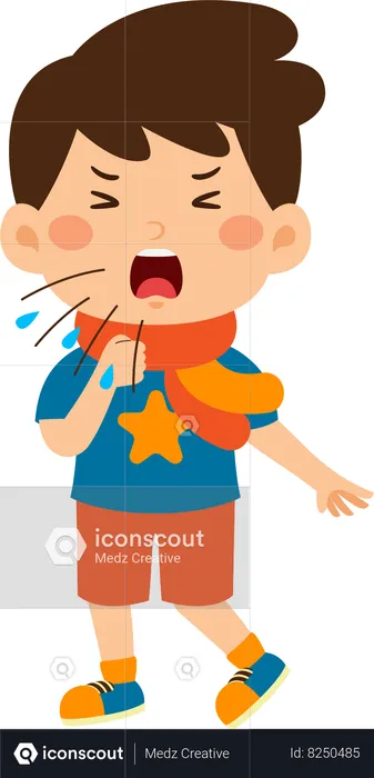 Boy coughing  Illustration