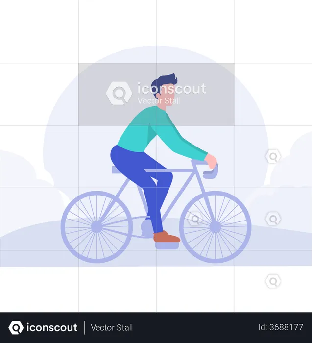 Boy cycling for fitness  Illustration