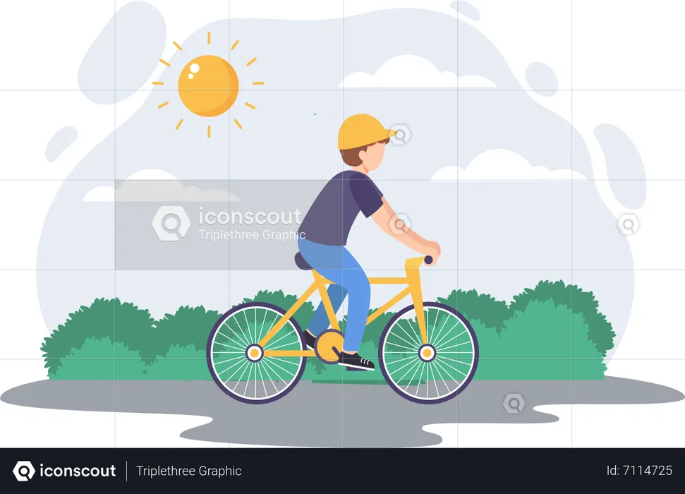 Boy cycling  Illustration