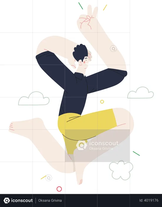 Boy dancing and jumping  Illustration