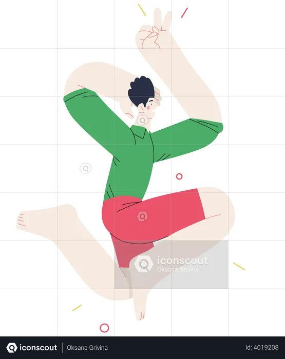 Boy dancing and jumping  Illustration