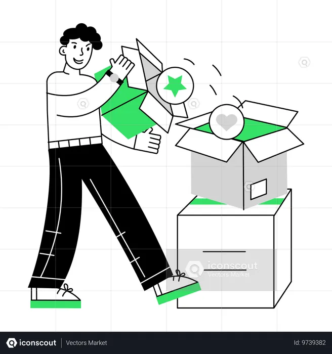 商品を配達した少年  イラスト