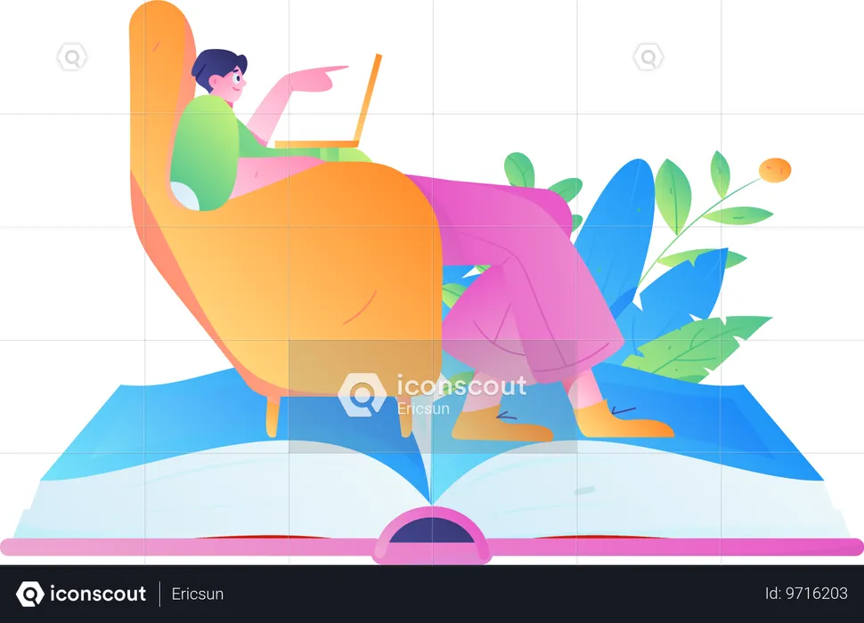 Boy developing educational skills  Illustration