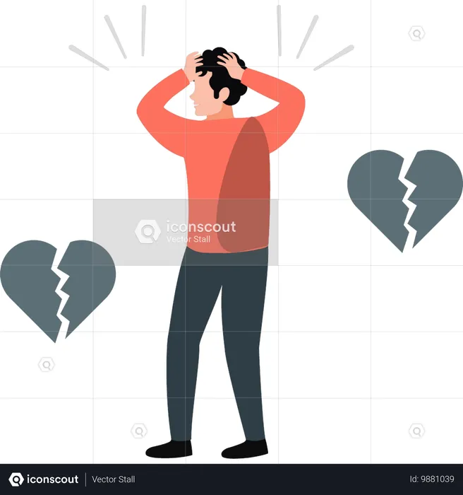 Boy disappointed in love  Illustration