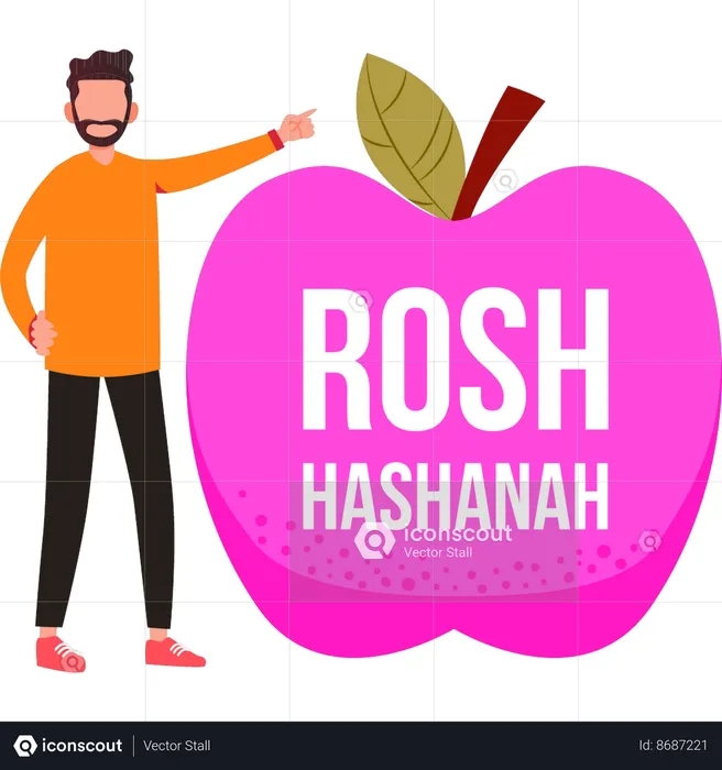 Boy displaying fruit for Rosh Hashanah  Illustration